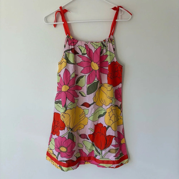 Hanna Andersson Big Floral Pillowcase Sundress Tie Ribbon Straps Girls Children - Picture 1 of 8